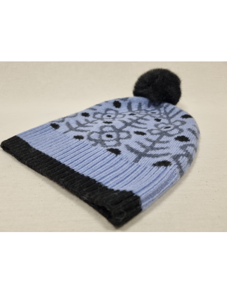 GORROS DIVERTIDOS DE MUJER EN LANA CON DIBUJO FLOR