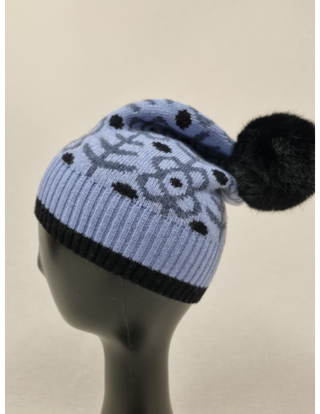 GORROS DIVERTIDOS DE MUJER EN LANA CON DIBUJO FLOR