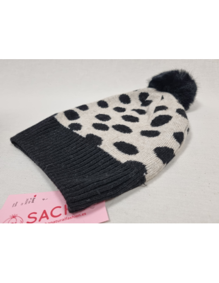 GORROS MOLONES DE MUJER EN LANA CON TOPOS Y POM-POM