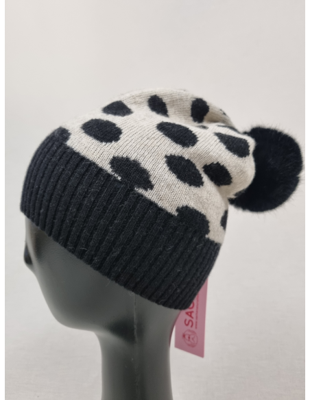 GORROS MOLONES DE MUJER EN LANA CON TOPOS Y POM-POM