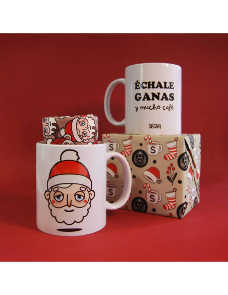 Pack taza y calcetin Santa y Reno