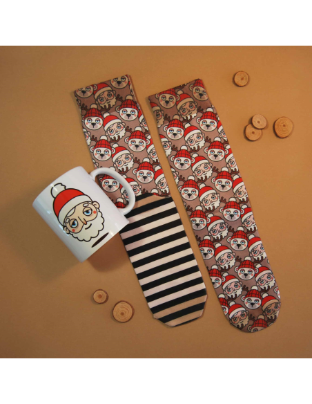 Pack taza y calcetin Santa y Reno