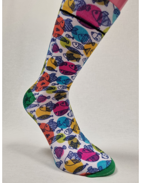 CALCETINES ALEGRES DE HOMBRE EN BAMBU CON PECES