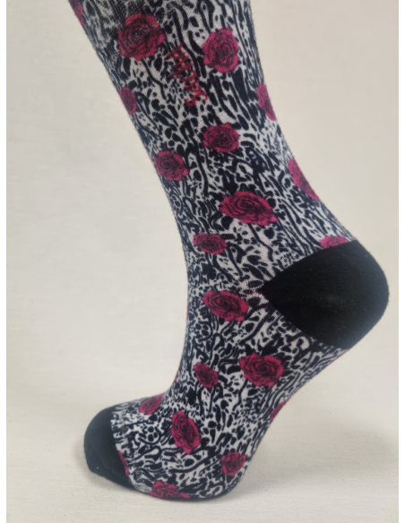 CALCETINES DIVERTIDOS DE MUJER DE BAMBU CON ROSAS