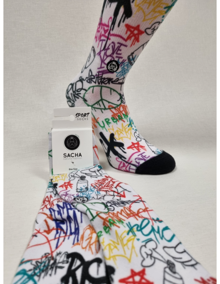 CALCETINES DIVERTIDOS DE HOMBRE DON DIBUJO GRAFITI EN ALGODON