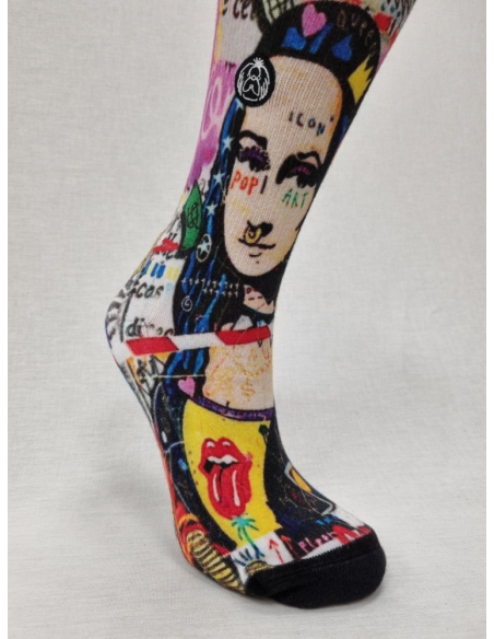 CALCETINES ATREVIDOS DE MUJER EN ALGODON DIBUJO MONA LISA