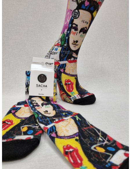 CALCETINES ATREVIDOS DE MUJER EN ALGODON DIBUJO MONA LISA