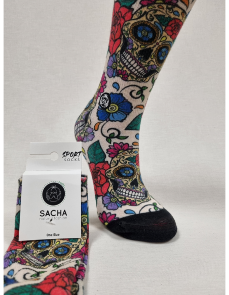 CALCETINES DIVERTIDOS DE MUJER EN ALGODON DE CALAVERA FELIZ