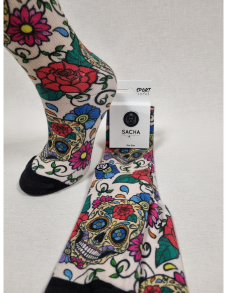 CALCETINES DIVERTIDOS DE MUJER EN ALGODON DE CALAVERA FELIZ