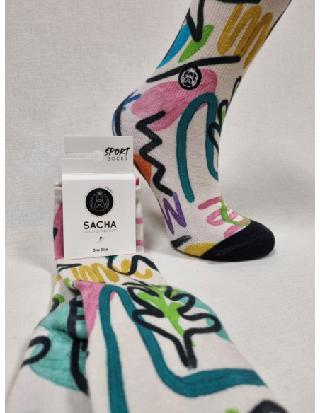 CALCETINES ORIGINALES DE MUJER EN ALGODON ACUARELA DE COLOR