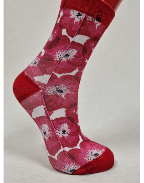 CALCETINES ORIGINALES DE MUJER CON FLORES ROJAS