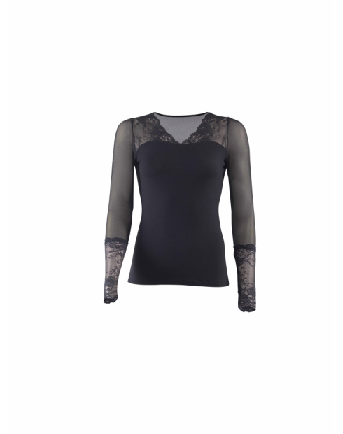 CAMISETA MUJER MANGA LARGA PUNTILLA...