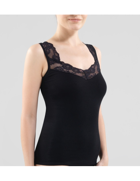 CAMISETA MUJER TIRANTE CON PUNTILLA