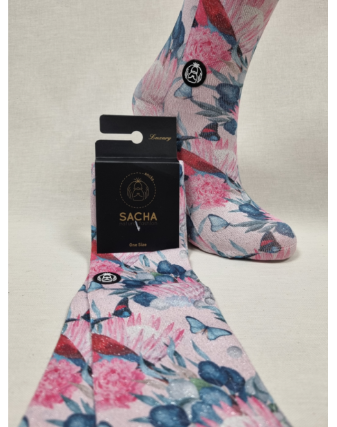 CALCETINES LUREX FLOR Y MARIPOSA