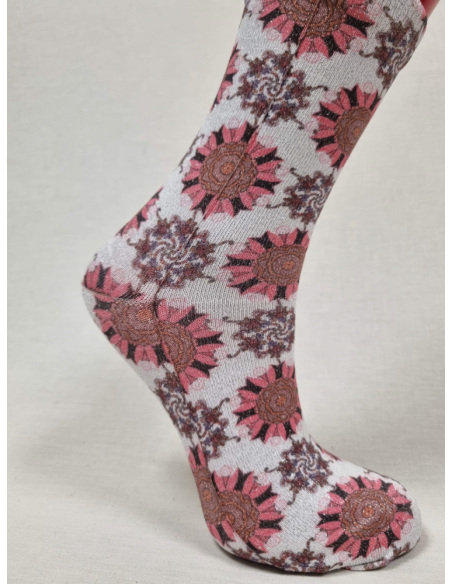 CALCETINES ORIGINALES DE MUJER EN LUREX CON DISEÑO ROSETON