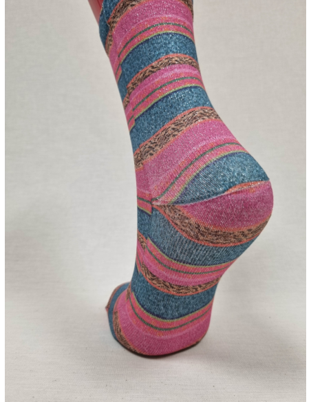 CALCETINES ATREVIDOS DE MUJER CON LUREX DE RAYAS MULTICOLOR