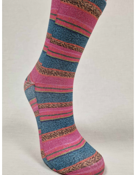 CALCETINES ATREVIDOS DE MUJER CON LUREX DE RAYAS MULTICOLOR