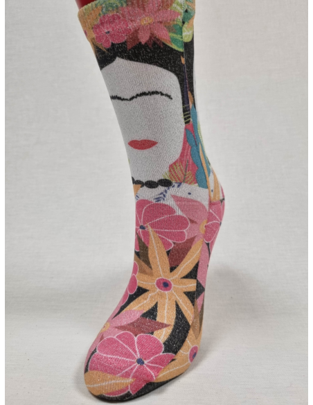 CALCETINES SIMPATICOS DE MUJER CON LUREX DE FRIDA KAHLO