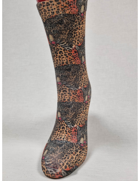 CALCETINES INFORMALES DE MUJER EN LUREX CON DIBUJOS ANIMAL PRINT