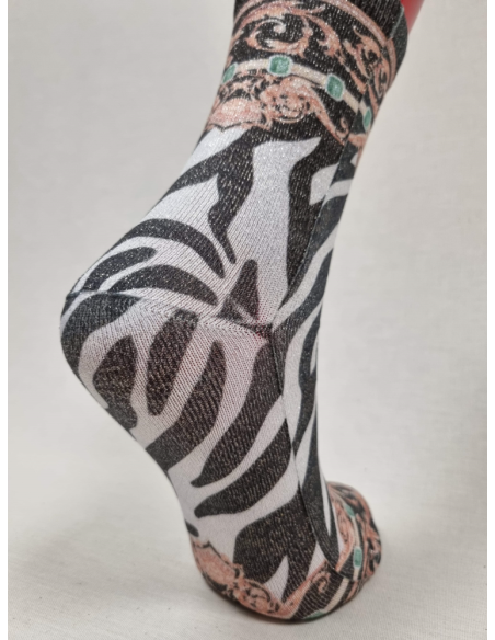 CALCETINES ORIGINALES DE MUJER CON LUREX Y DIBUJO CEBRA