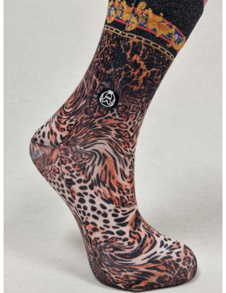 CALCETINES MOLONES DE MUJER CON LUREX DISEÑO ANIMAL PRINT