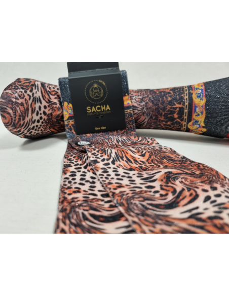 CALCETINES MOLONES DE MUJER CON LUREX DISEÑO ANIMAL PRINT