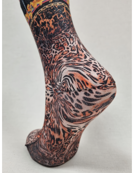 CALCETINES MOLONES DE MUJER CON LUREX DISEÑO ANIMAL PRINT