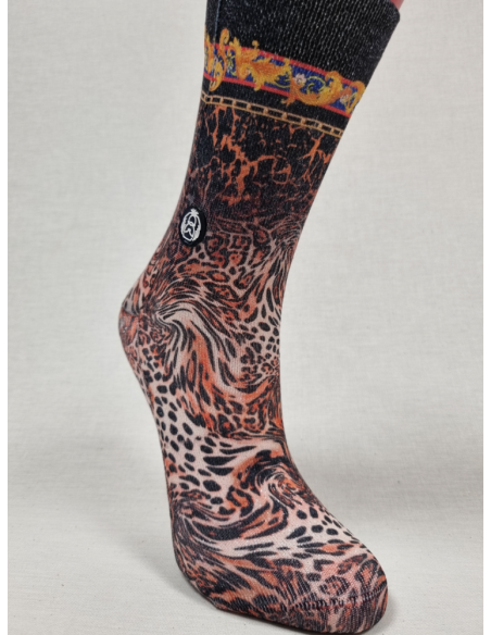 CALCETINES MOLONES DE MUJER CON LUREX DISEÑO ANIMAL PRINT