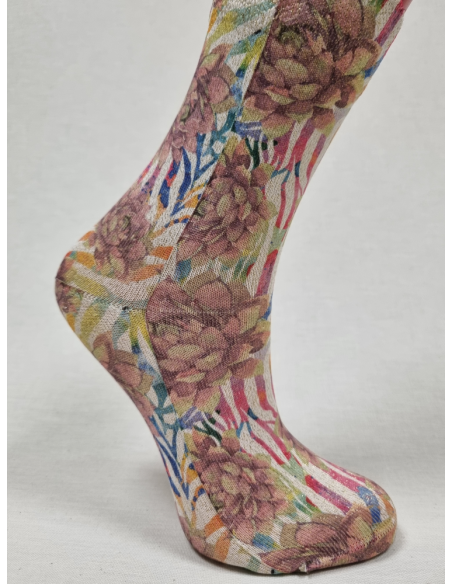 CALCETINES ORIGNALES DE MUEJR CON DISEÑO FLORA Y BRILO