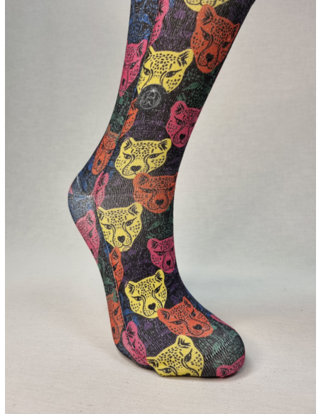 CALCETINES DE MUJER ORIGINALES DE LUREX CON PANTERAS