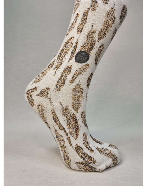 CALCETINES DE MUJER ORIGINALES DE LUREX CON PLUMAS ANIMAL PRINT