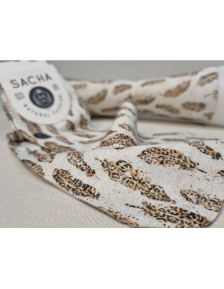 CALCETINES DE MUJER ORIGINALES DE LUREX CON PLUMAS ANIMAL PRINT