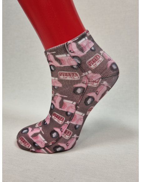 CALCETINES ALEGRES DE MUJER TOBILLEROS CON VESPAS ROSAS