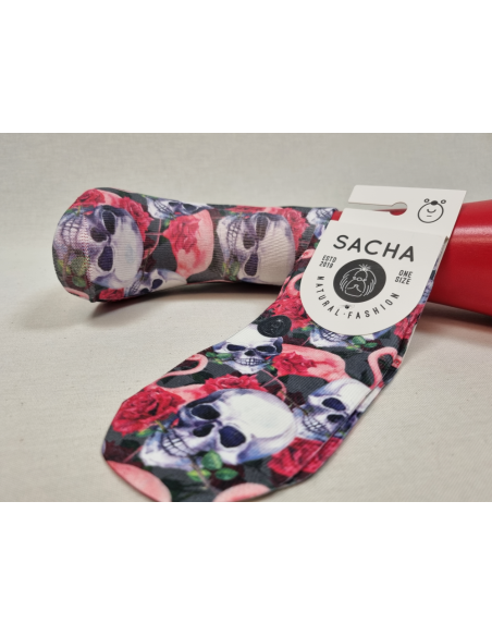 CALCETINES ATREVIDOS TOBILLEROS DE MUJER CON CALAVERAS Y FLAMENCOS