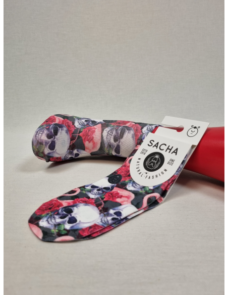 CALCETINES ATREVIDOS TOBILLEROS DE MUJER CON CALAVERAS Y FLAMENCOS