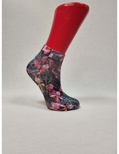 CALCETINES MOLONES TOBILLEROS DE MJUJER CON CALAVERA Y ROSAS