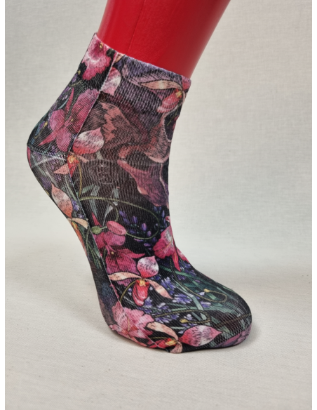 CALCETINES MOLONES TOBILLEROS DE MJUJER CON CALAVERA Y ROSAS