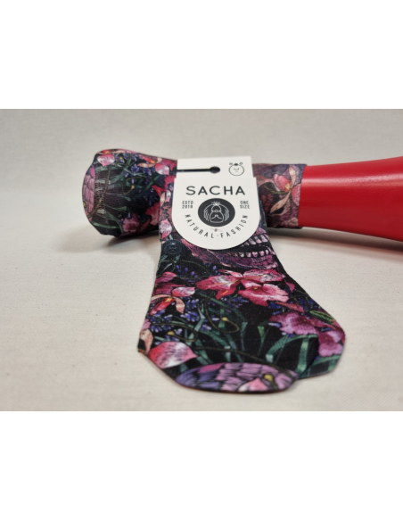 CALCETINES MOLONES TOBILLEROS DE MJUJER CON CALAVERA Y ROSAS