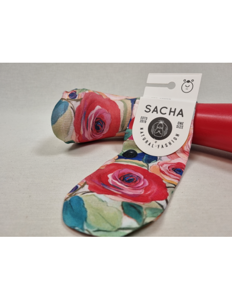 CALCETINES UNICOS TOBILLEROS DE MUJER CON FLORES