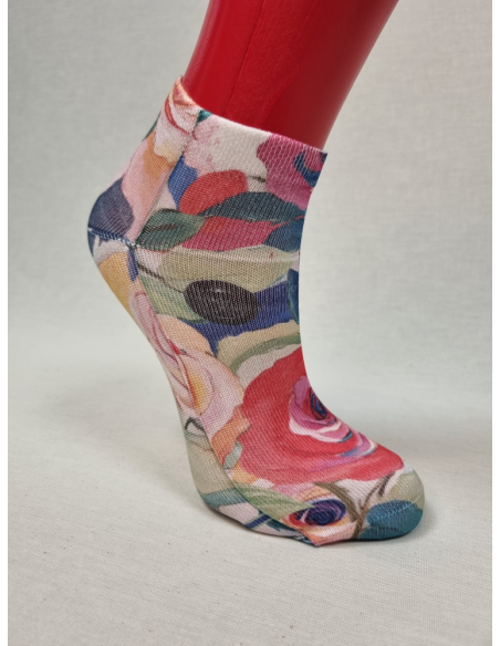 CALCETINES UNICOS TOBILLEROS DE MUJER CON FLORES
