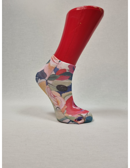 CALCETINES UNICOS TOBILLEROS DE MUJER CON FLORES