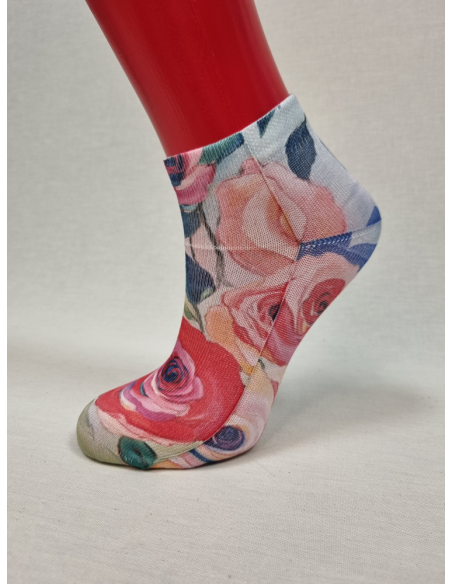 CALCETINES UNICOS TOBILLEROS DE MUJER CON FLORES