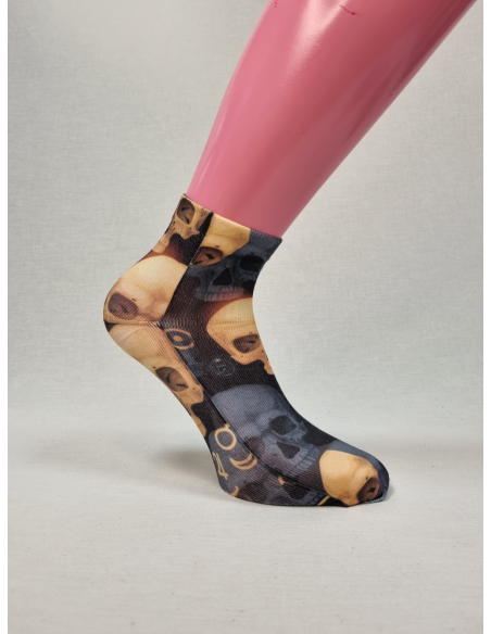 CALCETINES DIFERENTES TOBILLEROS DE HOMBRE CON CALAVERA DE ORO