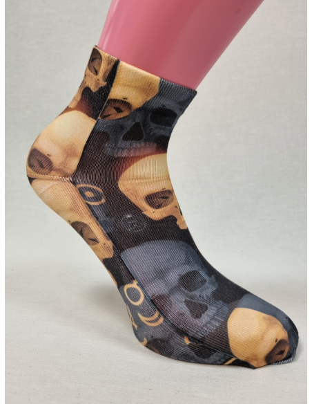 CALCETINES DIFERENTES TOBILLEROS DE HOMBRE CON CALAVERA DE ORO