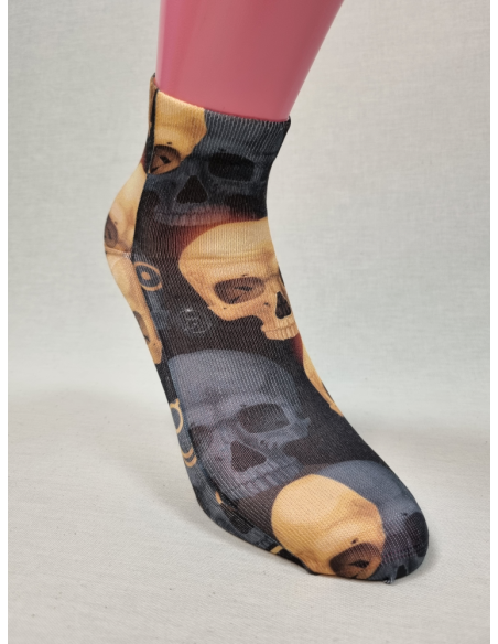CALCETINES DIFERENTES TOBILLEROS DE HOMBRE CON CALAVERA DE ORO