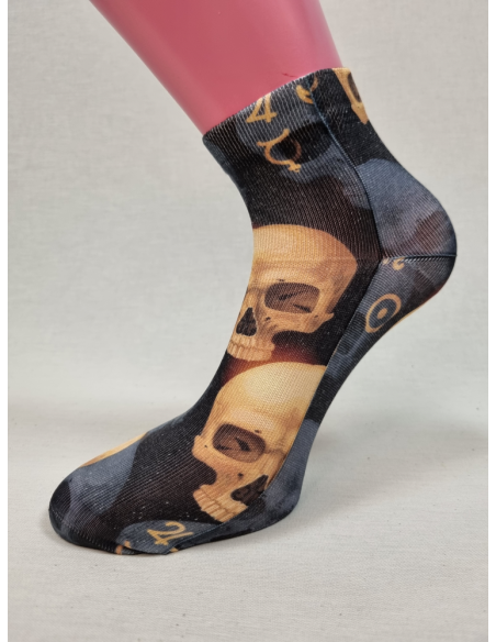 CALCETINES DIFERENTES TOBILLEROS DE HOMBRE CON CALAVERA DE ORO