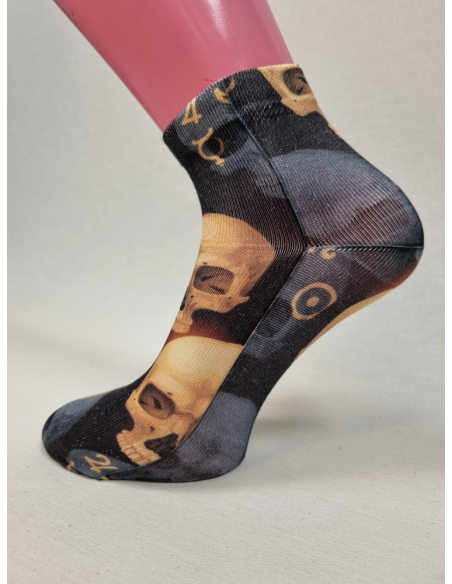 CALCETINES DIFERENTES TOBILLEROS DE HOMBRE CON CALAVERA DE ORO