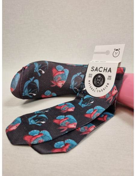 CALCETINES GRACIOSOS TOBILLEROS DE HOMBRE CON PECES COLORES