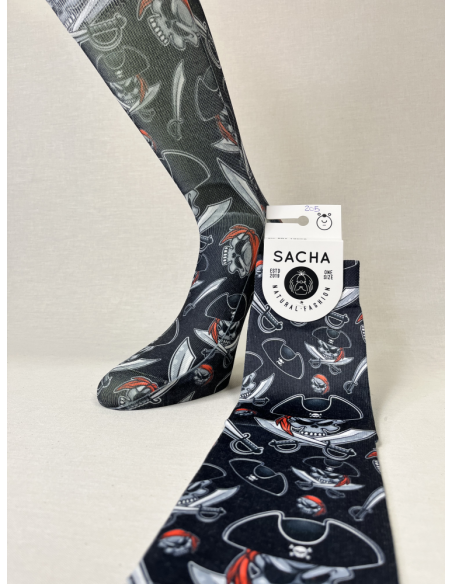 CALCETINES ORIGINALES DE HOMBRE PIRATA ROJO/NEGRO