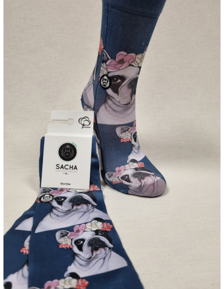 CALCETINES SIMPATICOS DE MUJER CON DIBUJO BULLDOG & FRIDA KAHLO